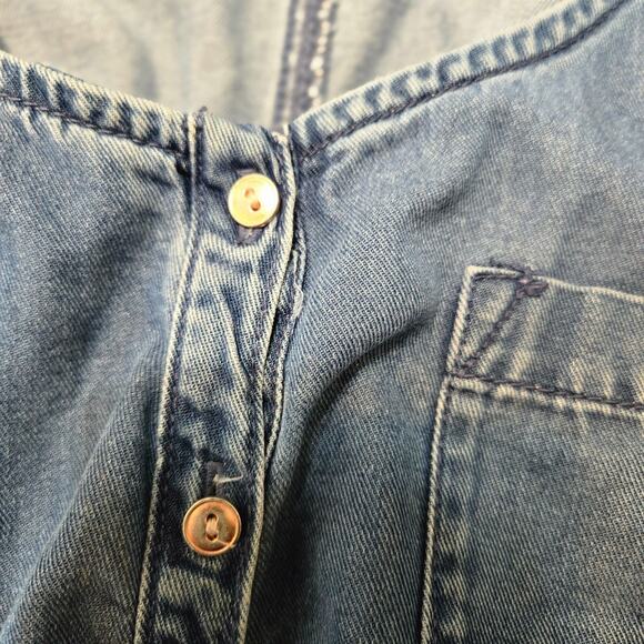 New Look Women's Denim Playsuit Button Up Front Tie Waist Sz US 8, UK 12, EU 40 - Picture 3 of 11